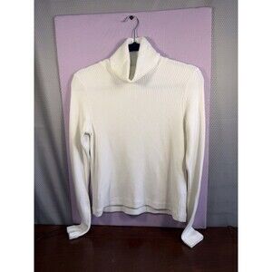 Club Monaco Cream Ribbed Turtleneck Long Sleeve Sweater Size M